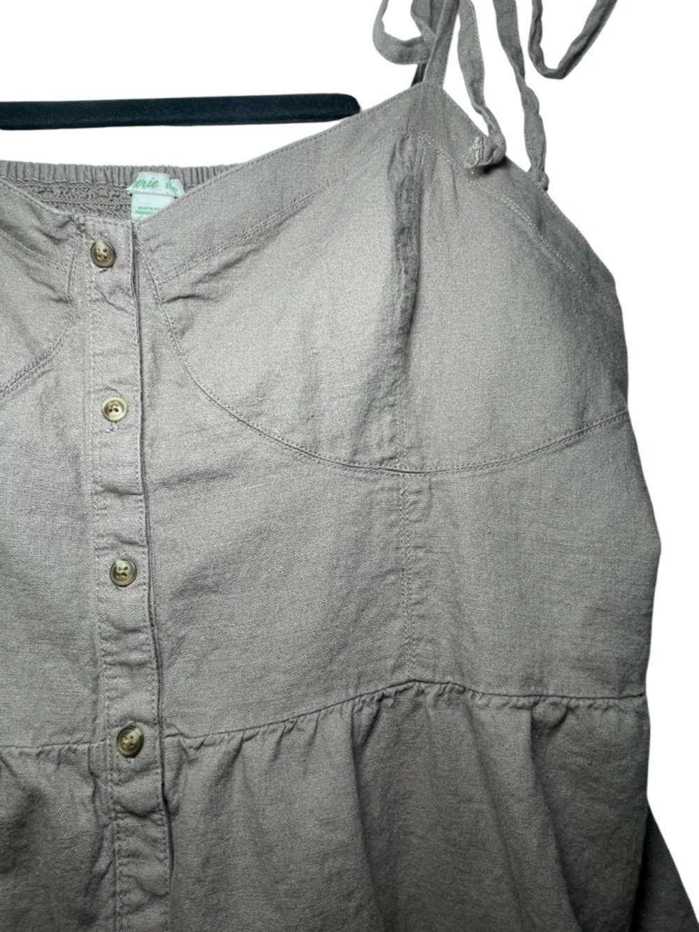 Aerie Tie Shoulder Corset Sundress Boho Linen Button Front Cottagecore Size XL - Picture 7 of 13